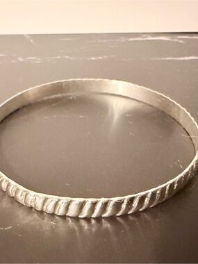 Mexican Sterling Silver 925 Bangle Bracelet Textured Boho Minimalist Artisan